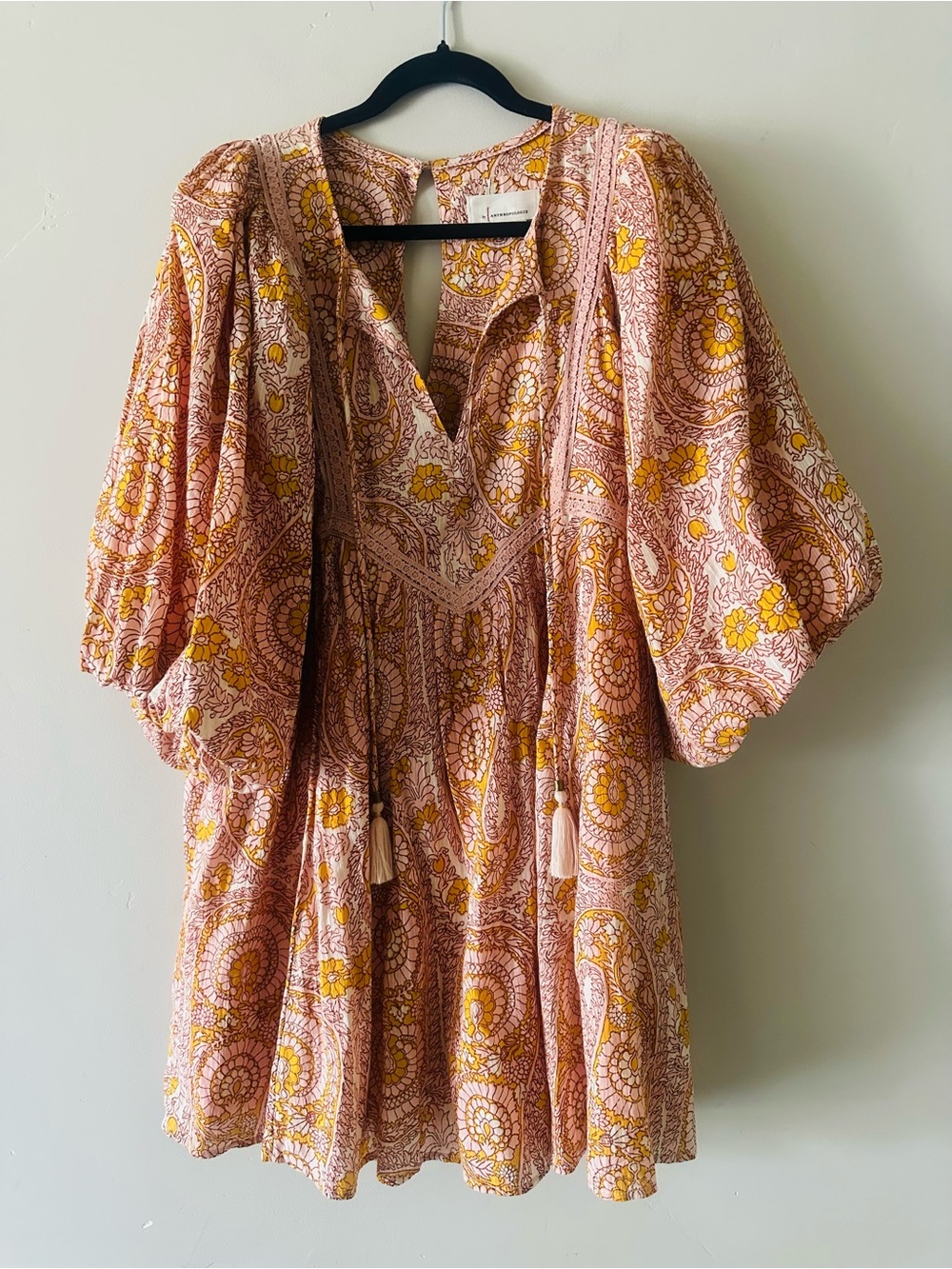 Anthropologie Pink and Yellow Floral dress